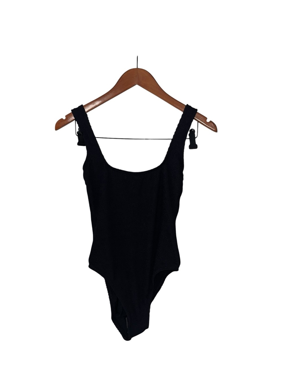 Vici Black Ribbed One-Piece Swimsuit